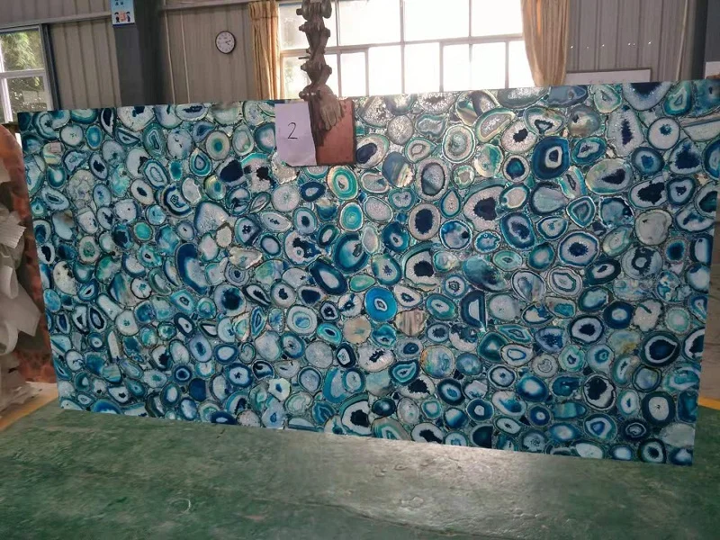 Beautiful Natural Luxury Decoration Polished Blue Marble Onyx Agate Stone