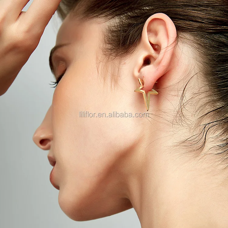 18K Gold Plated Stainless Steel Jewelry Star Stud Earring for Women Earring E5261