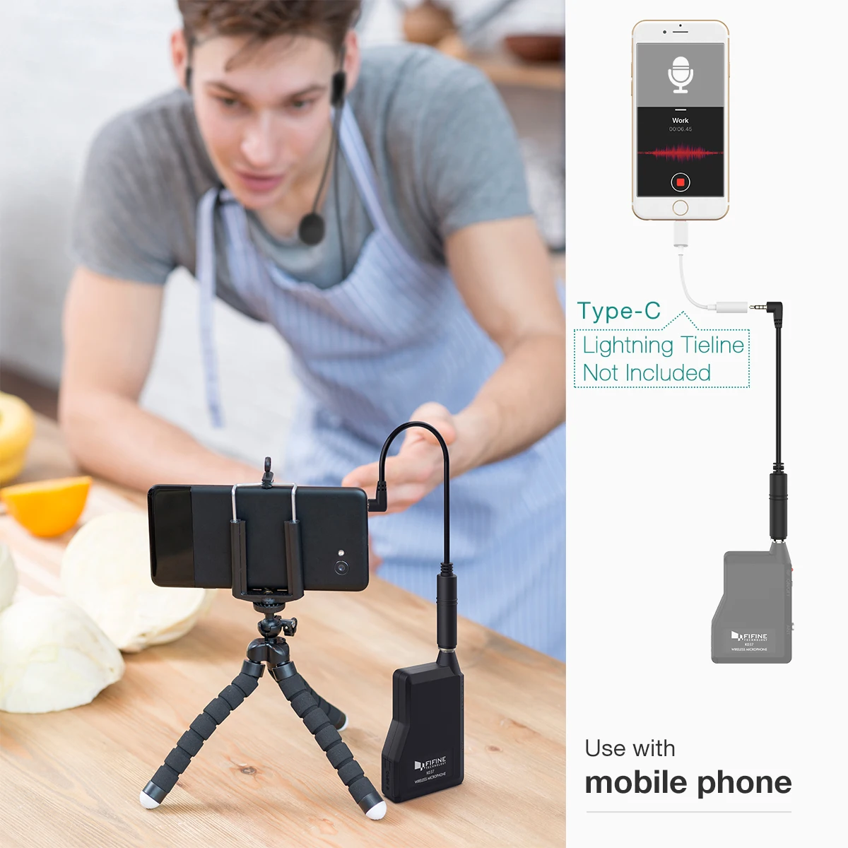 Fifine K037b Wireless Lavalier Collar 