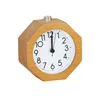 Octagon real wood tabletop quartz alarm clock with back light