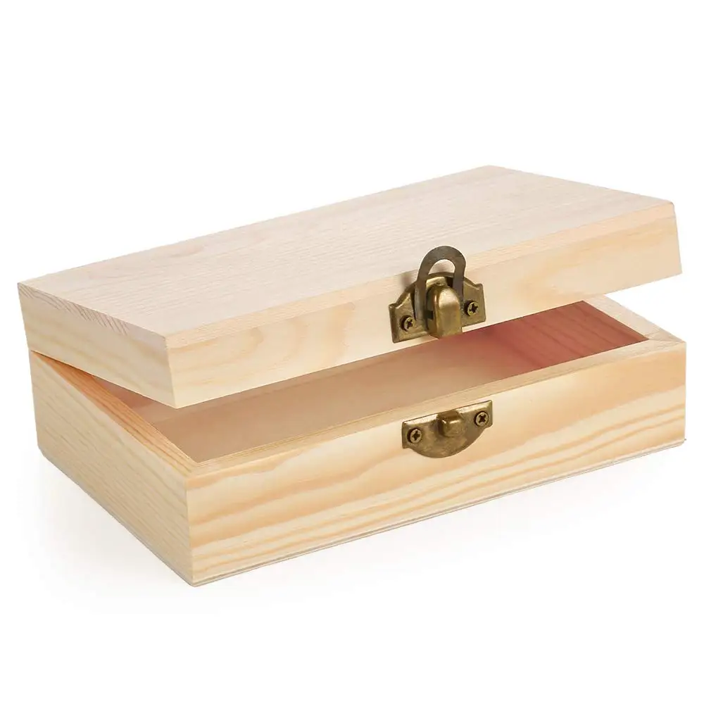 wooden gift box with hinged lids small