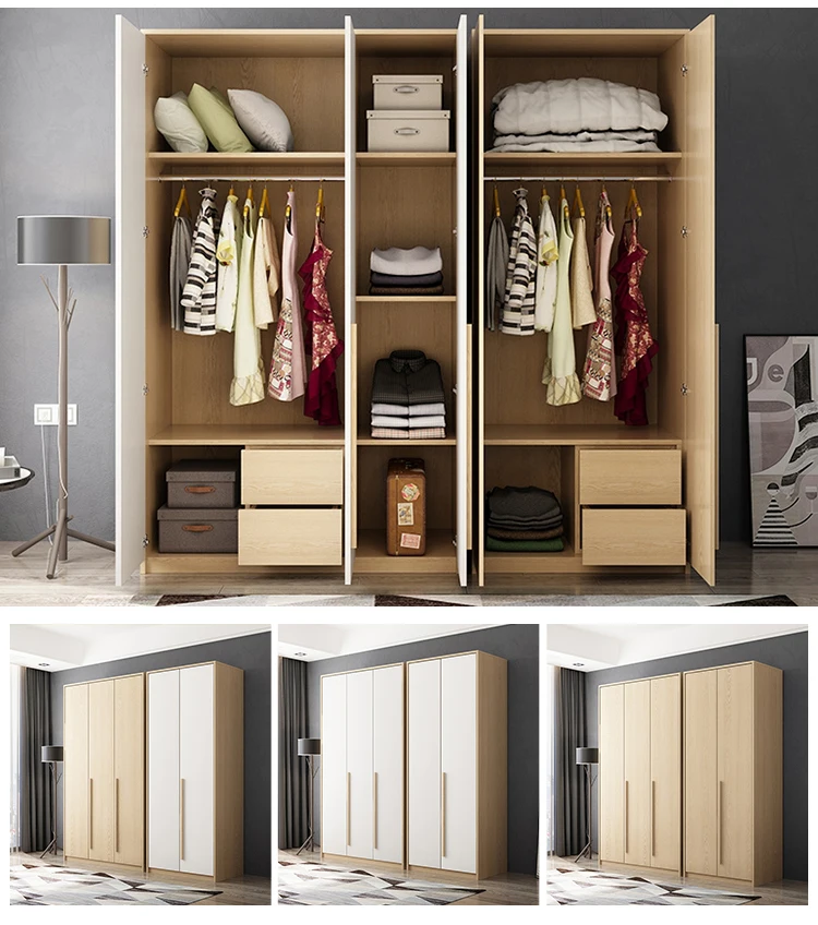 New design simple office industry style bedroom wardrobe designs swing door wardrobes wooden model
