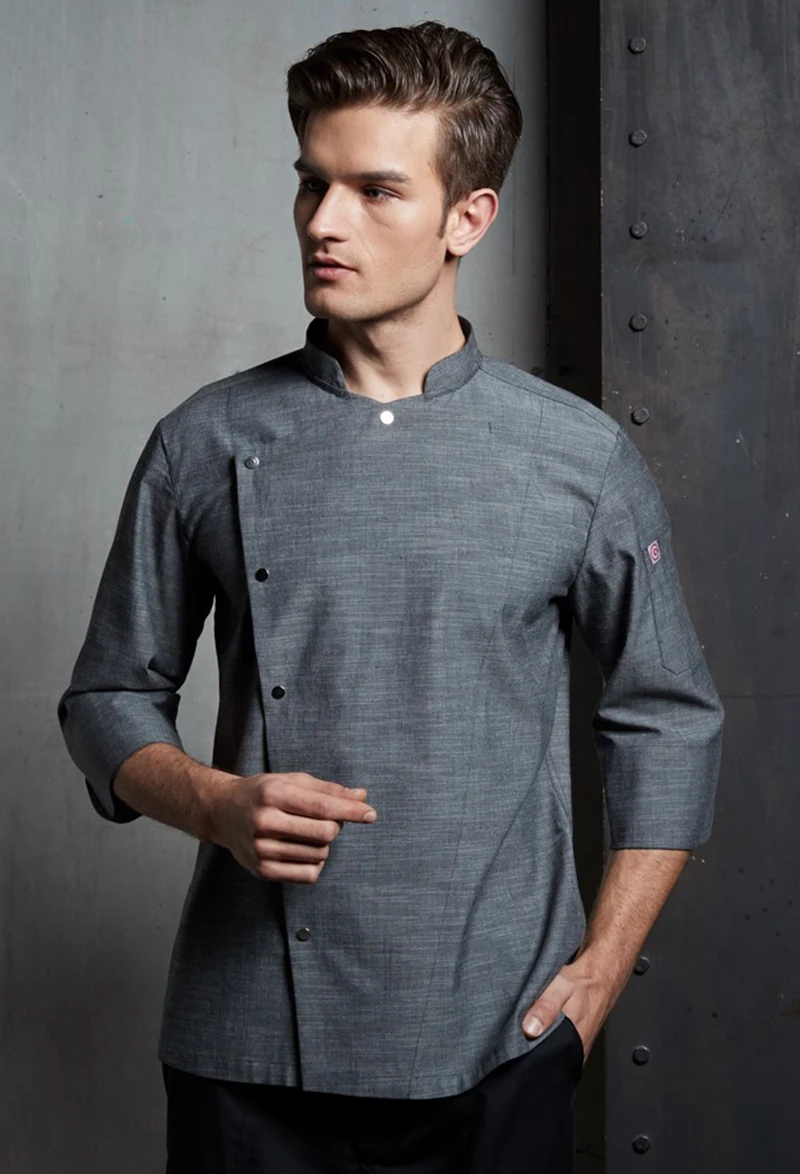 检查半袖中性竹风格厨师制服 - buy chef jacket,restaurant uniform