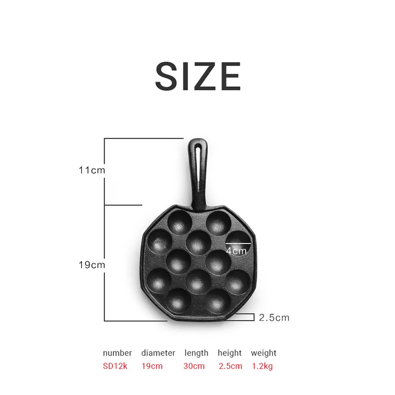 Cookercool Cast Iron Japan Takoyaki Pan Maker 12 Holes Mini Pancake