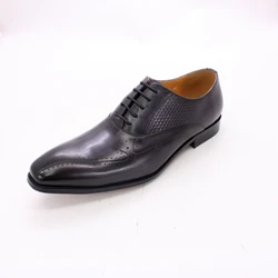 Black Leather Oxford Shoe Genuine Leather Lace Up Formal Business Men Shoes