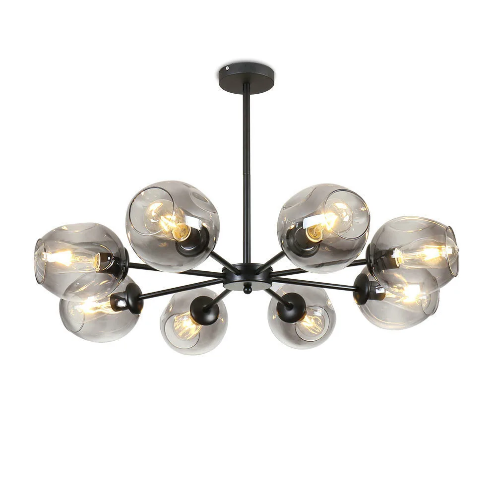 Home living room multi color glass molecular light black E27 ceiling  modern chandelier