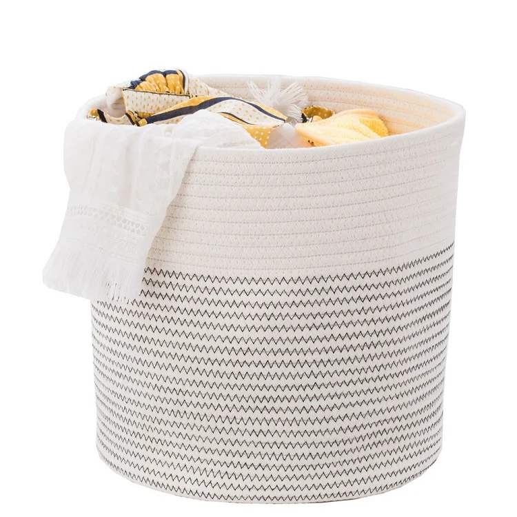 Wholesale 100 Cotton Rope Basket Hot Sell White Woven Rope Basket For
