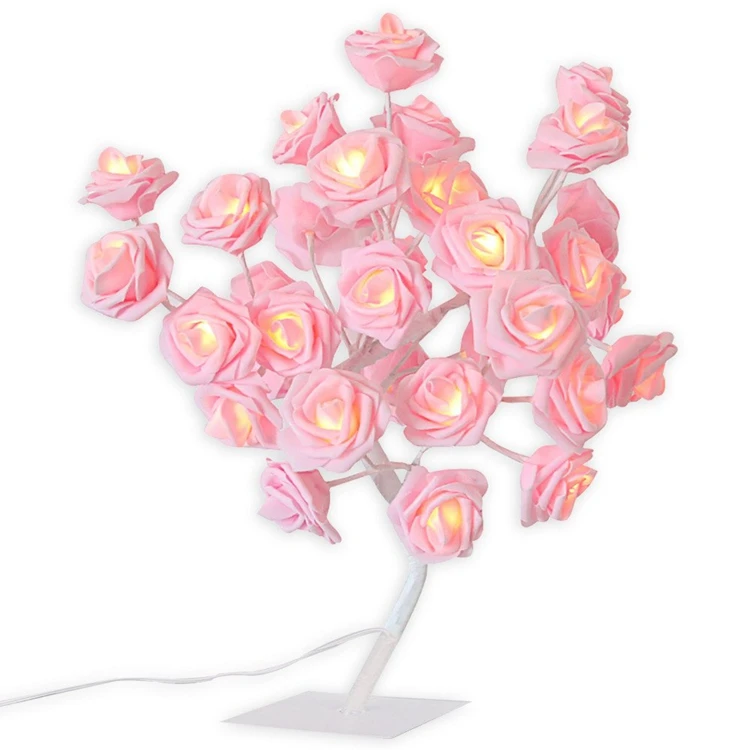 high quality Christmas Rose Branch mini Led Tree Desk Table lamp Cherry Blossom Tree indoor decoration Flower Light