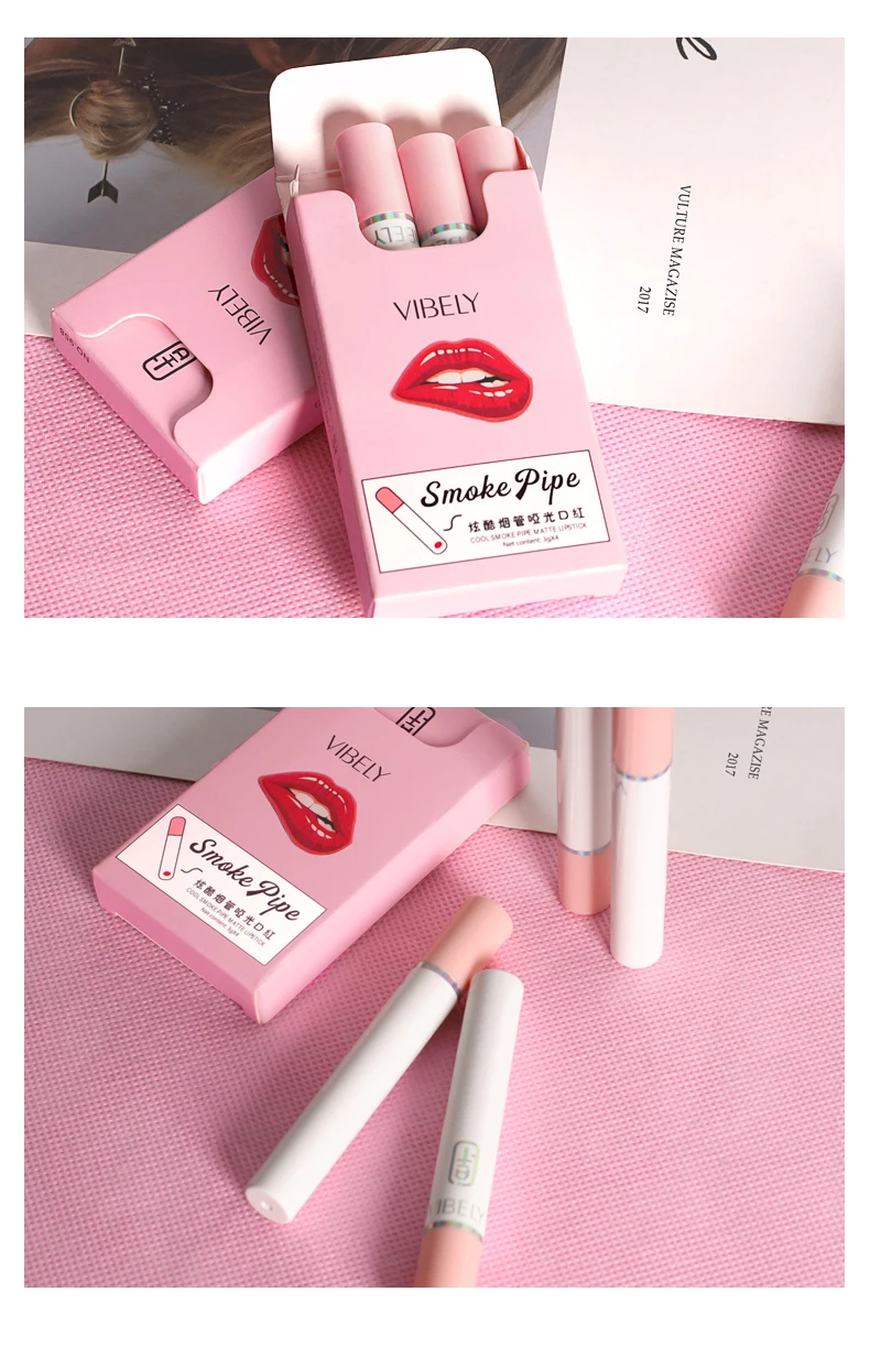 Creative Cigarette Lipstick Set 4 Colors Matte Long Lasting Waterproof ...