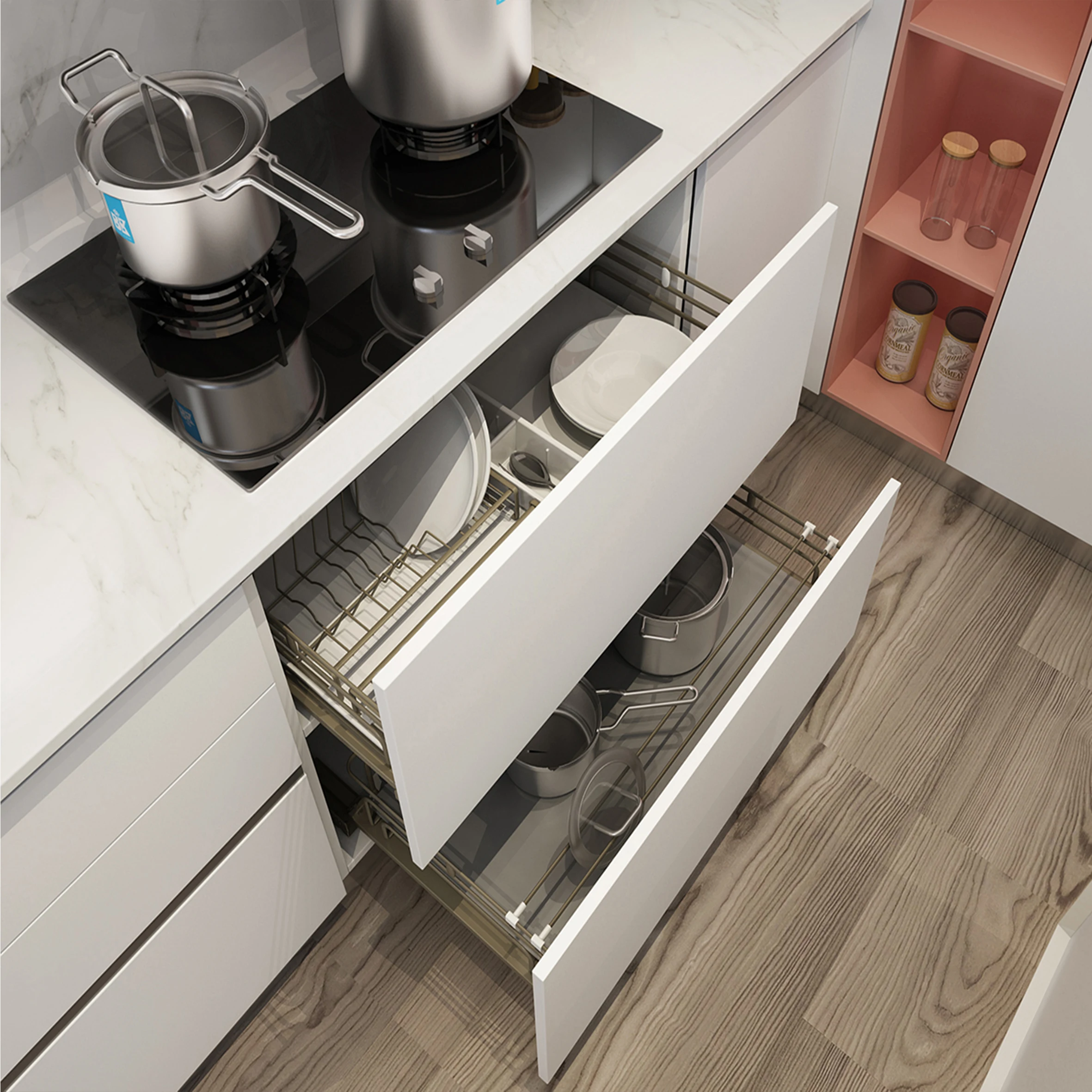 Lujo Moderno Gabinete De Cocina De Alto Brillo Diseño Color Foshan