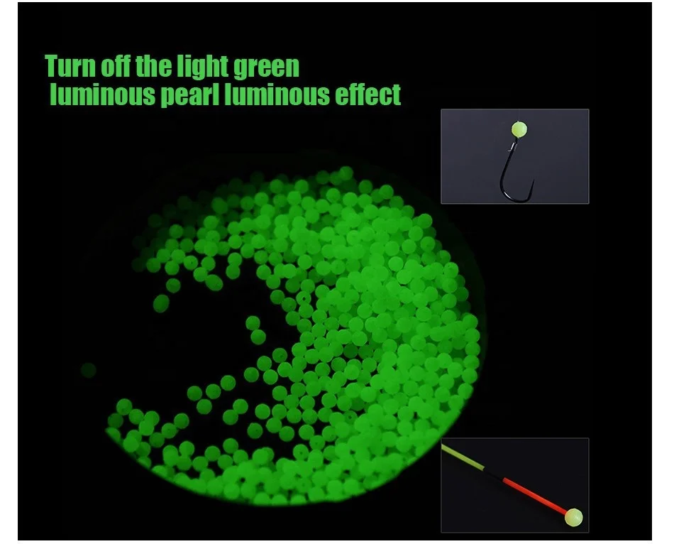 Green Color Plastic Luminous Fishing Beads Soft Rubber Glowing Bead