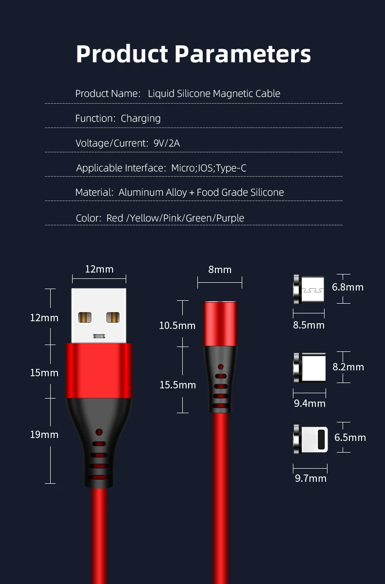 2020 new 3 in 1 magnetic charging cable true liquid silicone usb charger cable for all phone 1m 3ft - ANKUX.COM
