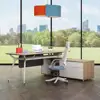 Gokeng modern office furniture desk with drawer high tech executive brown white L shaped office desk