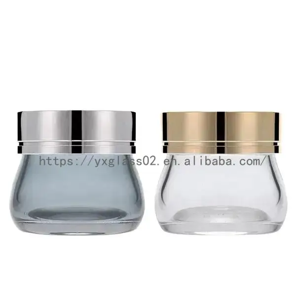 Hot Wholesale Colorful cream bottle Body scrub container skincare  glass jar day and night facial bottle cosmetic packaging 120g details