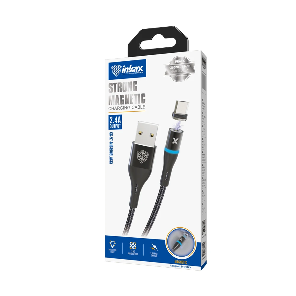 2020 New Hot sale inkax CK-97-MICRO USB Cable 1M 2.4A Strong Magnetic Charging Cable Metal Connector Braid Jacket - ANKUX.COM