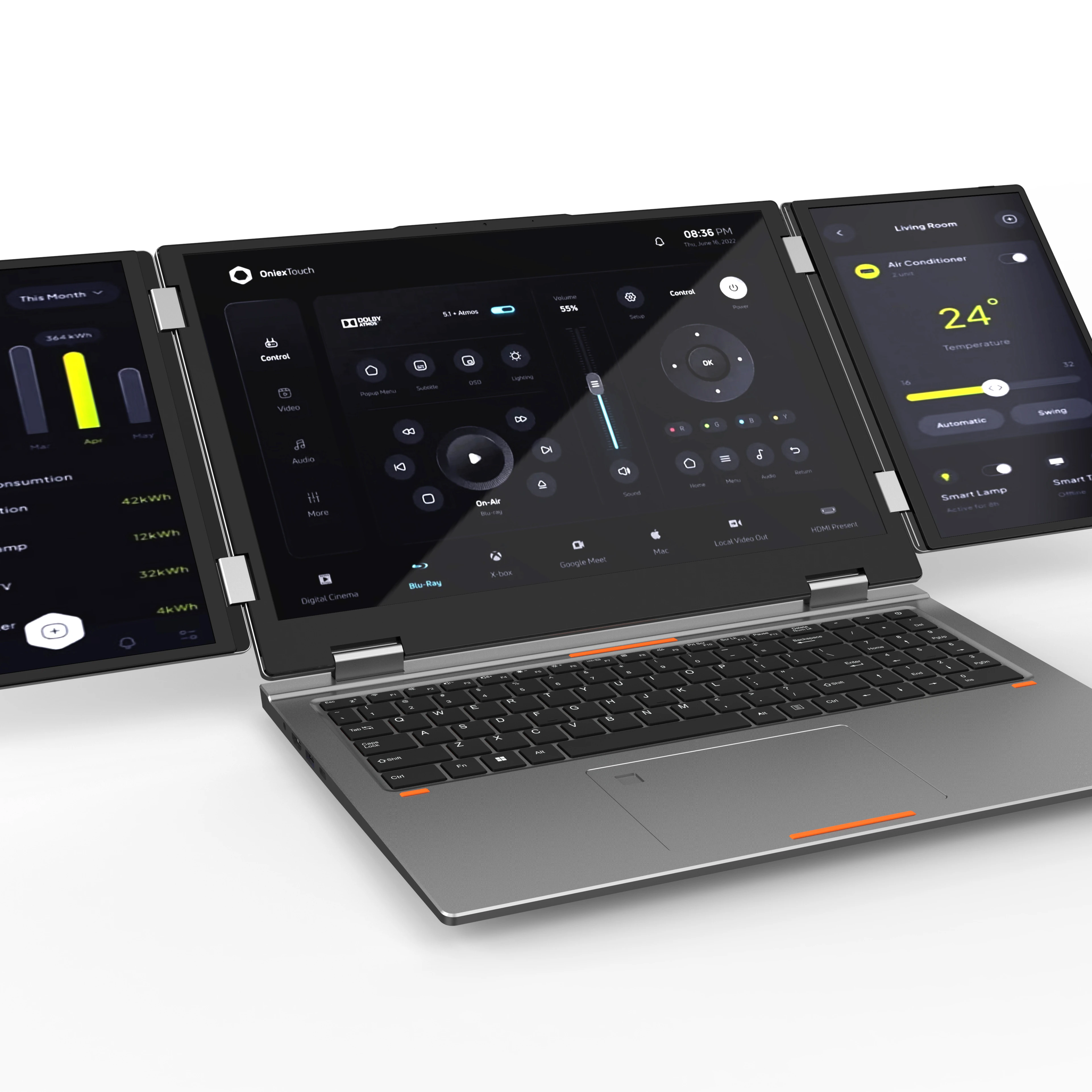 Side profile showing thickness and ventilation grilles of an 18-inch laptop