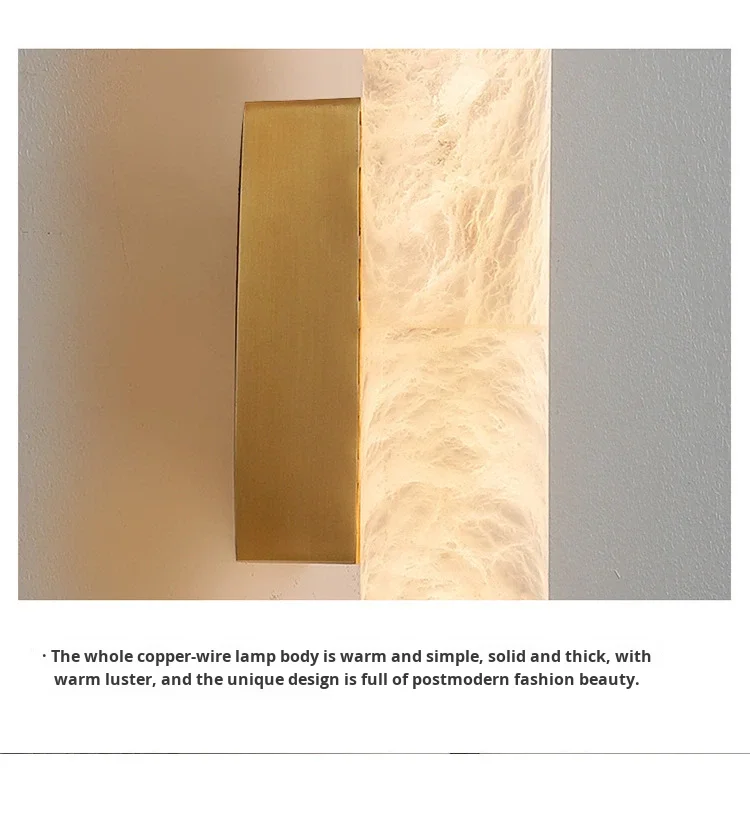 product cross border popular light luxury all copper marble led wall lamp new chinese mid century style natural marble wall mounted-13