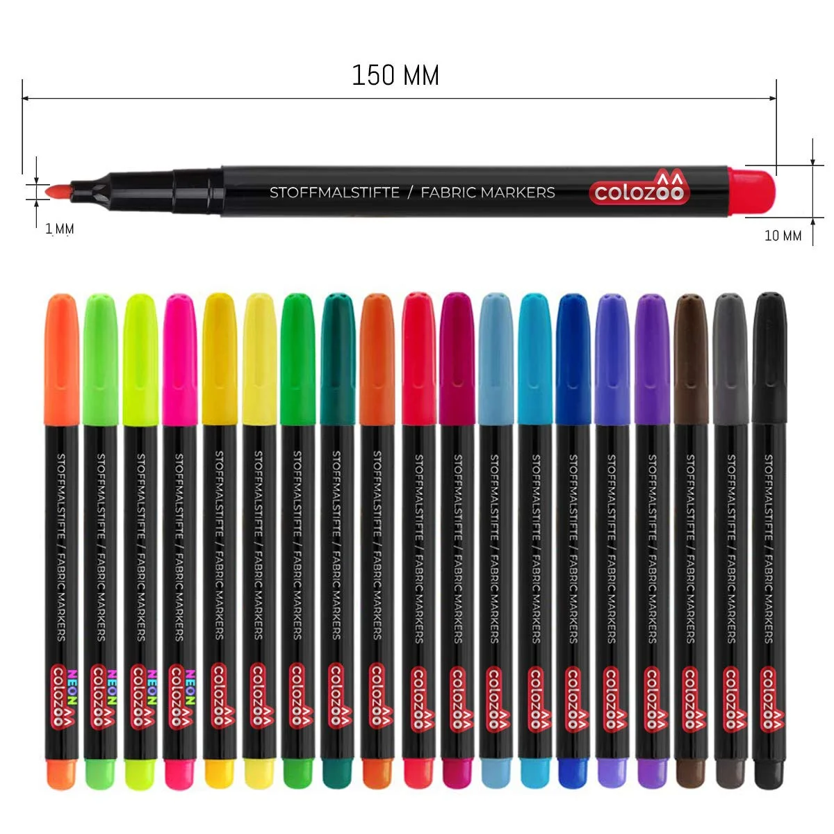 Professional Customized Fabric Marker 20 Colors 1mm Writing Width