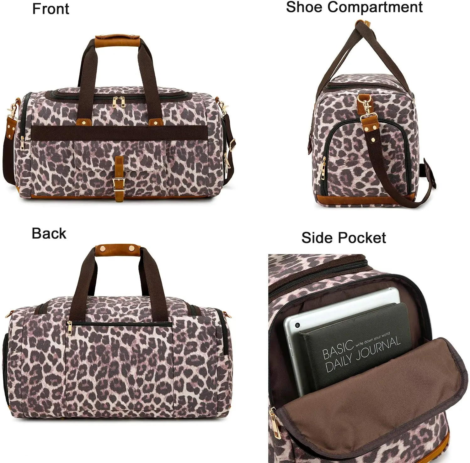 Weekender Overnight Duffel Bag Shoe Pocket For Women Men Weekend Travel