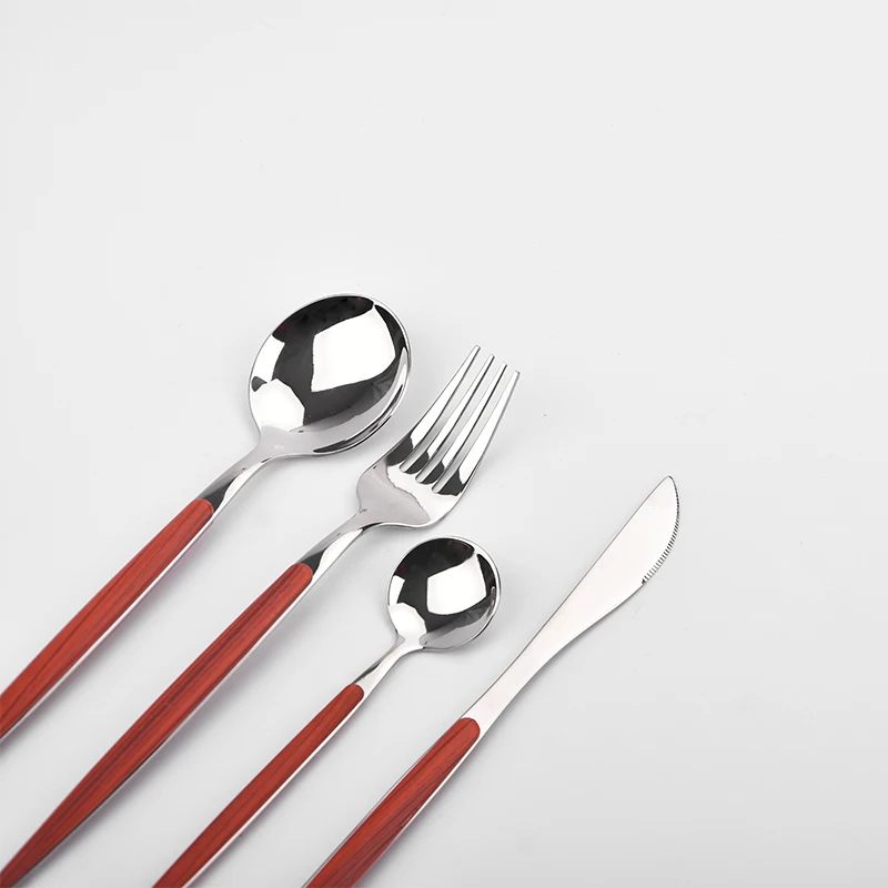 Ss304 High Quality Stainless Steel Cutlery Set With Imitated Wooden