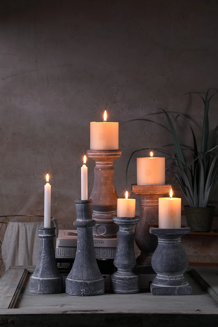中国批发复古定制水泥烛台廉价家居装饰教堂支柱高烛台散装