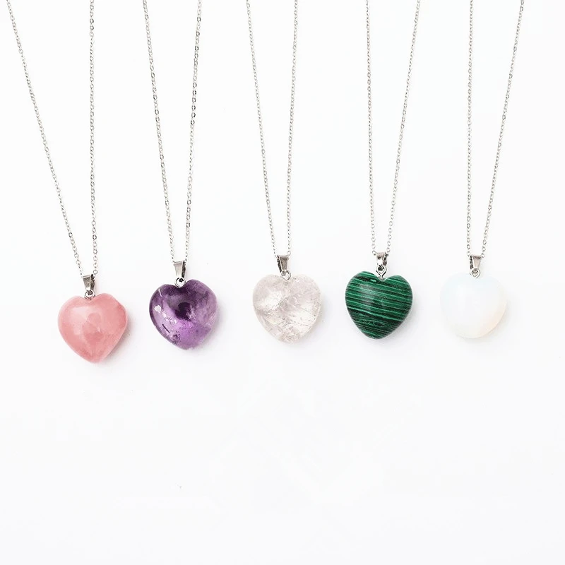 Wholesale Lot 6 Pcs Natural Amethyst And Rose Quartz Heart Pendant Crystal