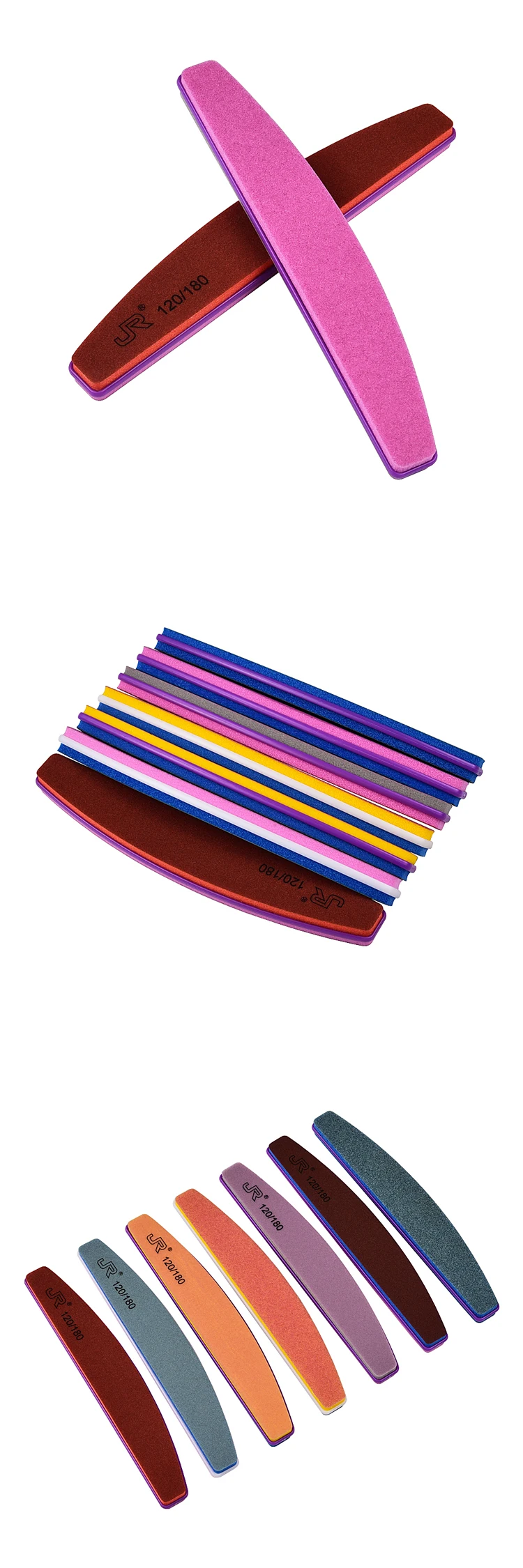 Custom Logo Soft Touch Eva Foam Nail File Block Half Moon Polishing Beautiful Nail File With