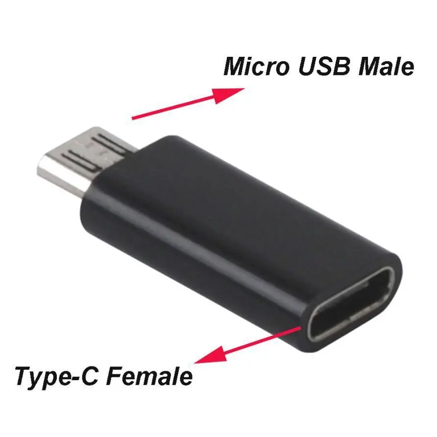 Black/white Micro Usb 5pin Male To Usb Type C Female Data Charge With
