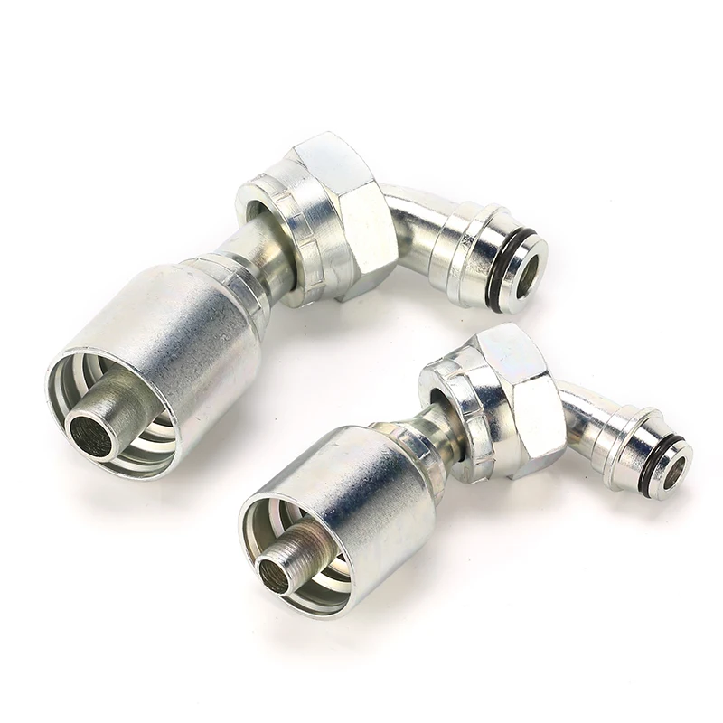 Hydraulic Hose Crimping Fitting One Piece 90 Deg Female Metric 24