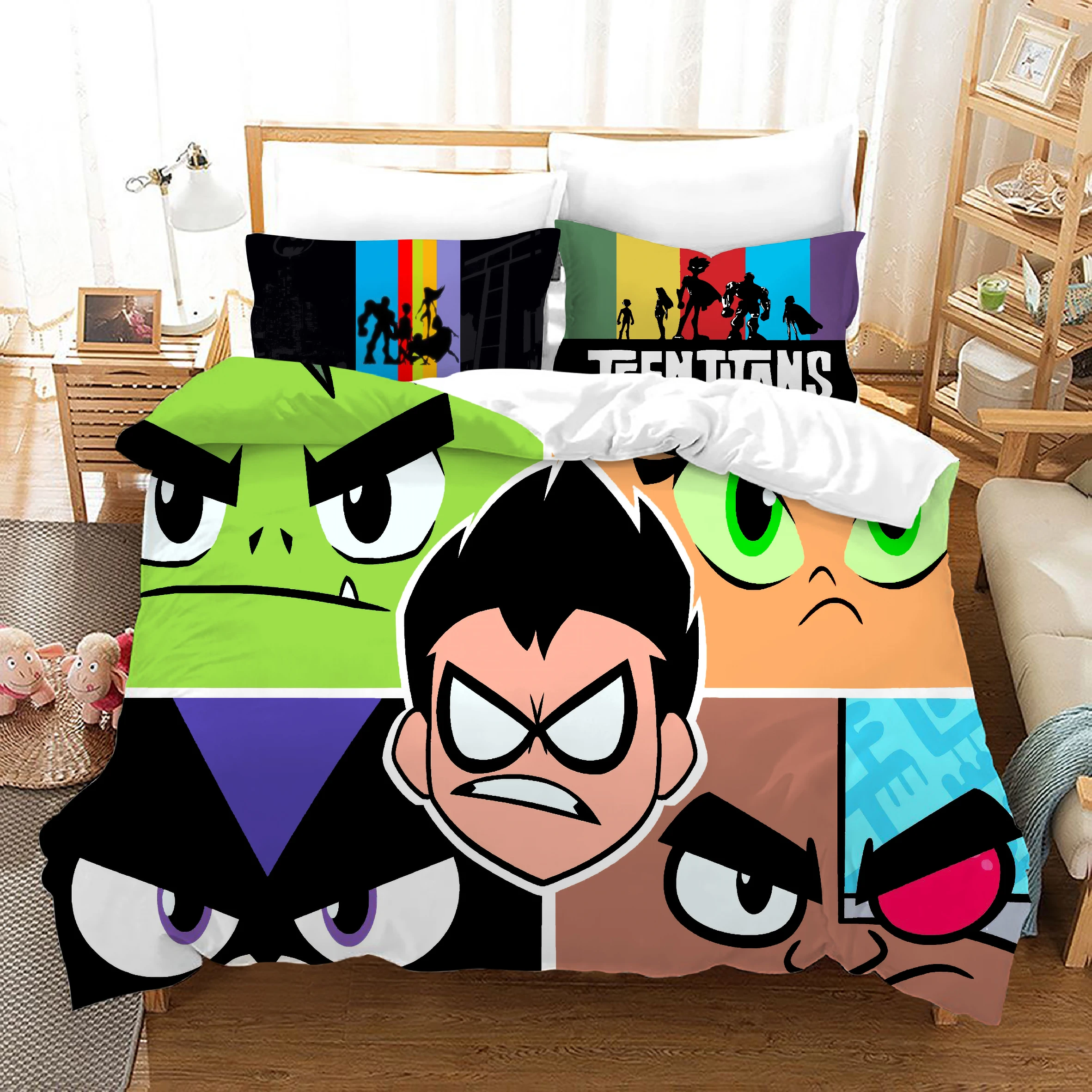 Teen Titans 3d Digital Printed Custom Design Bed Duvet Cover Sabanas Set Queen King Children Size Bedding Set Buy Teen Titans 3d Printed Bedding Set From China