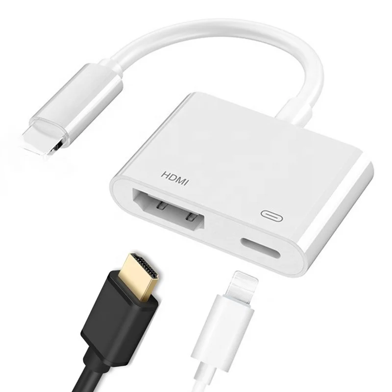 
Lightn to HDMI 1080P HDTV Monitor Projector Video 2 in 1 Dual Digital AV Adapter Lighting Charger Splitter for iPhone iPad Apple 