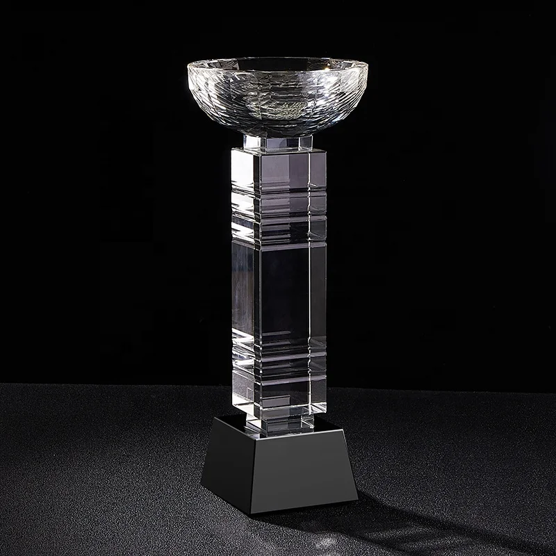 
Hot Sale Crystal Bowl Trophy Big Bowl In Black Base Competition Trophy Crystal Sport Souvenirs 