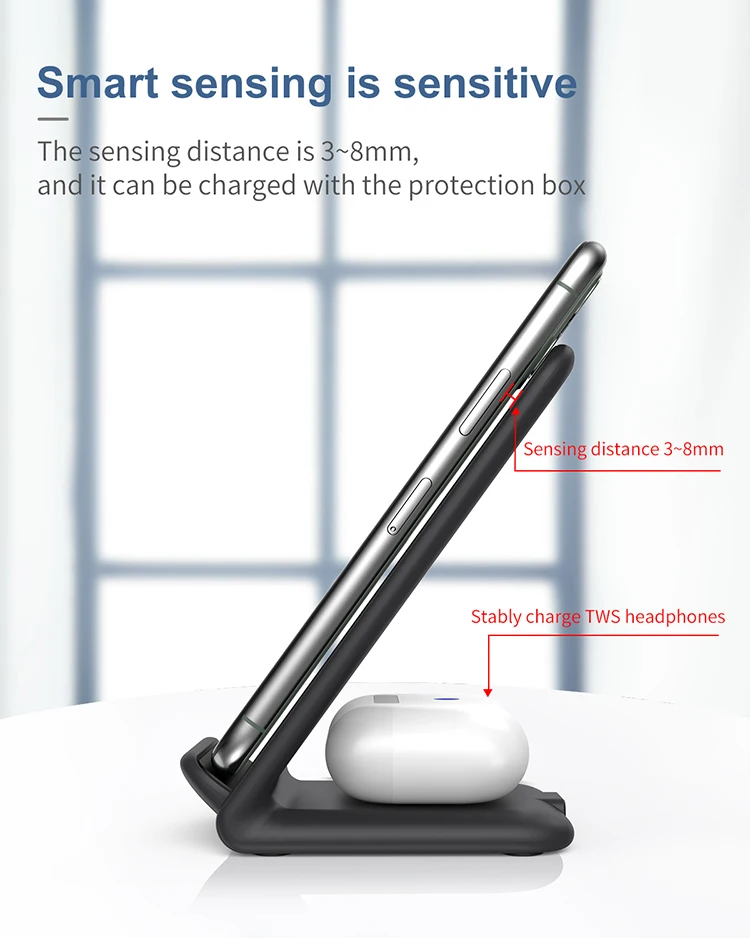 Wireless Phone Charger Stand for iPhone 11, 11 Pro, 11 Pro Max, 10W Fast Charging Galaxy S20 S10 S9, and More