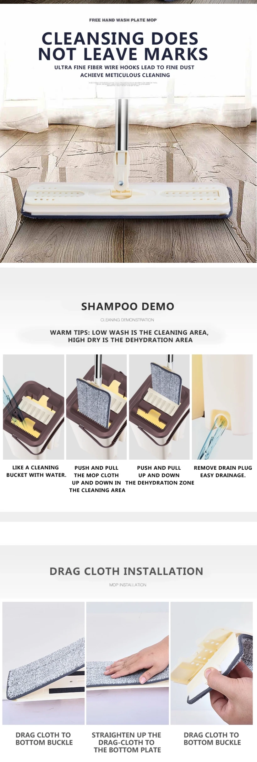 360 Spin Magic Mop With Handle Bucket Microfiber Easy Wring Clean Spin