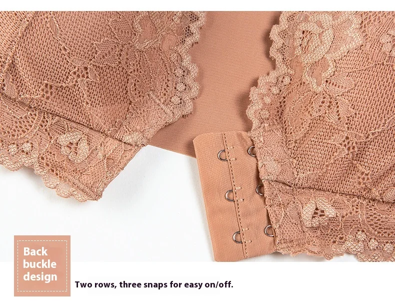 Cross-Border Ladies Seamless Thin Bra Large Size Front Opening Buckle Sexy Lace Steel Ring Back Customizable Cup Wholesale