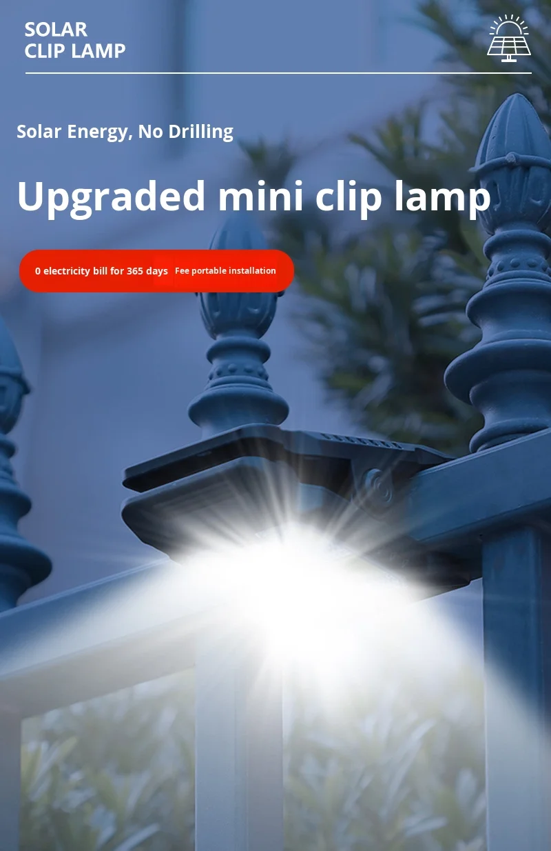 Lampe de jardin solaire LED étanche portable avec capteur de corps humain de conception à clipser de cote IP65 pour l'éclairage mural de rue de camping