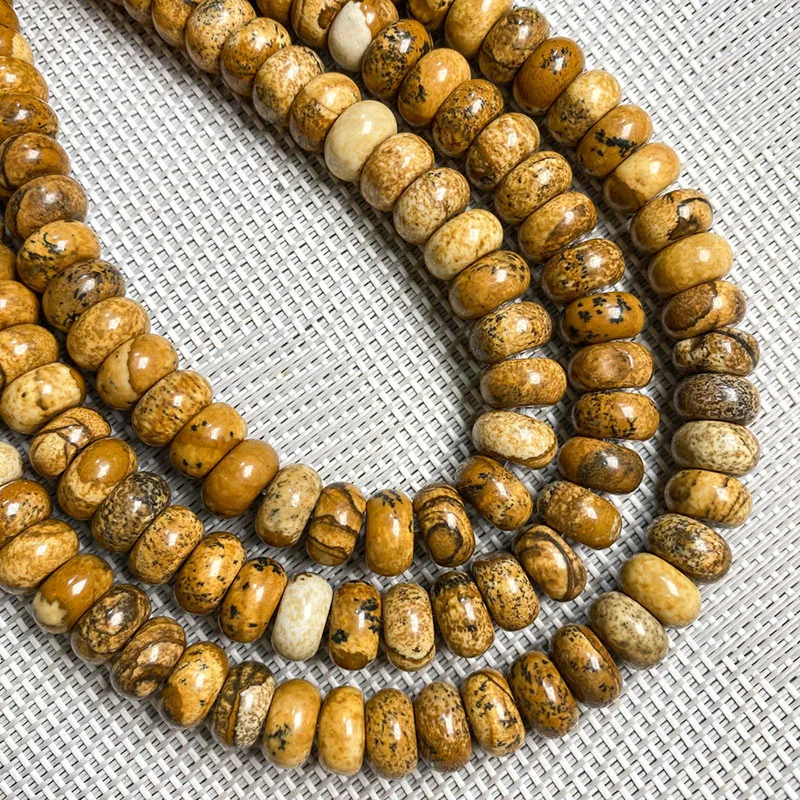 8mm x 5mm--25 Pcs SPECIAL VALUE Picture Jasper Rondelle Beads--Approx PJS-852