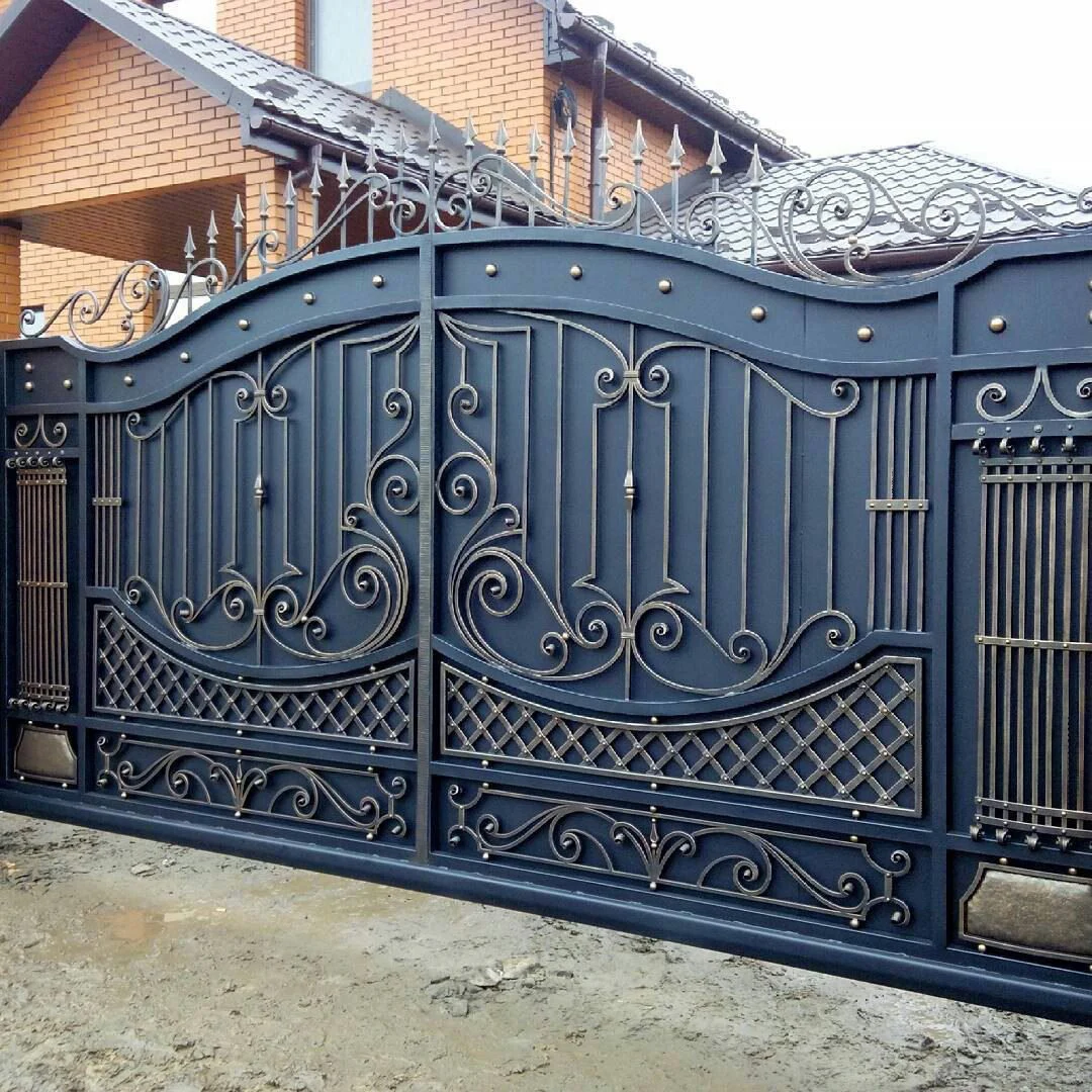 Arch Design Wrought Iron Main Gate With Galvanized Sheet - Buy Iron ...