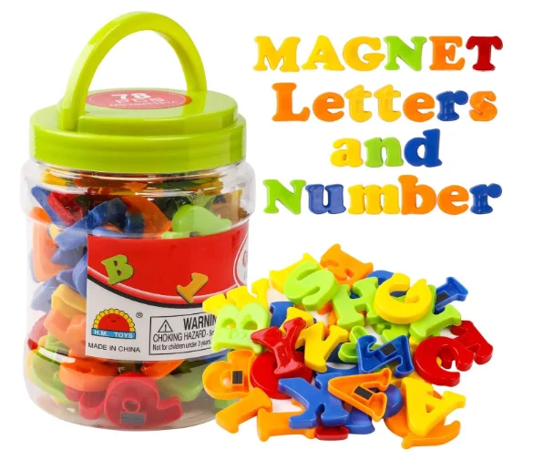 Nuevo 78Pc Magnético letras del abecedario números matemáticas Nevera Educativo Niños Juguete Tarro 