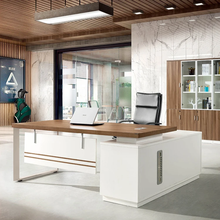 现代mfc木制l形办公家具老板ceo经理行政转角柜台工作台书桌套装