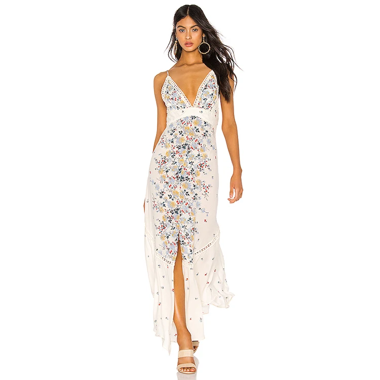 Women Clothing Rayon Long Summer 100% Cotton Lace Casual Maxi Dresses