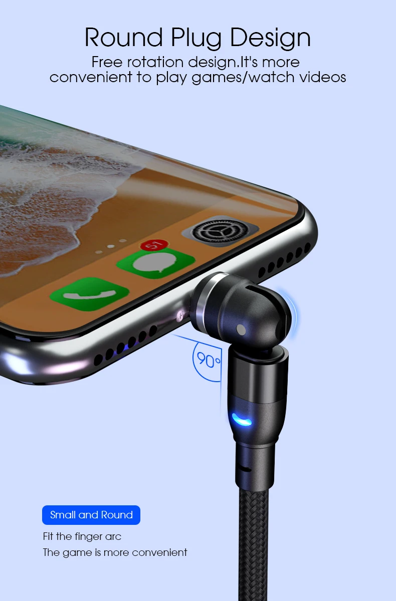 OEM Custom Logo 3 in 1 LED USB Data Cable 3A Magnetic Charging Cable for IOS Android Micro USB Type C Fast Cable - ANKUX.COM