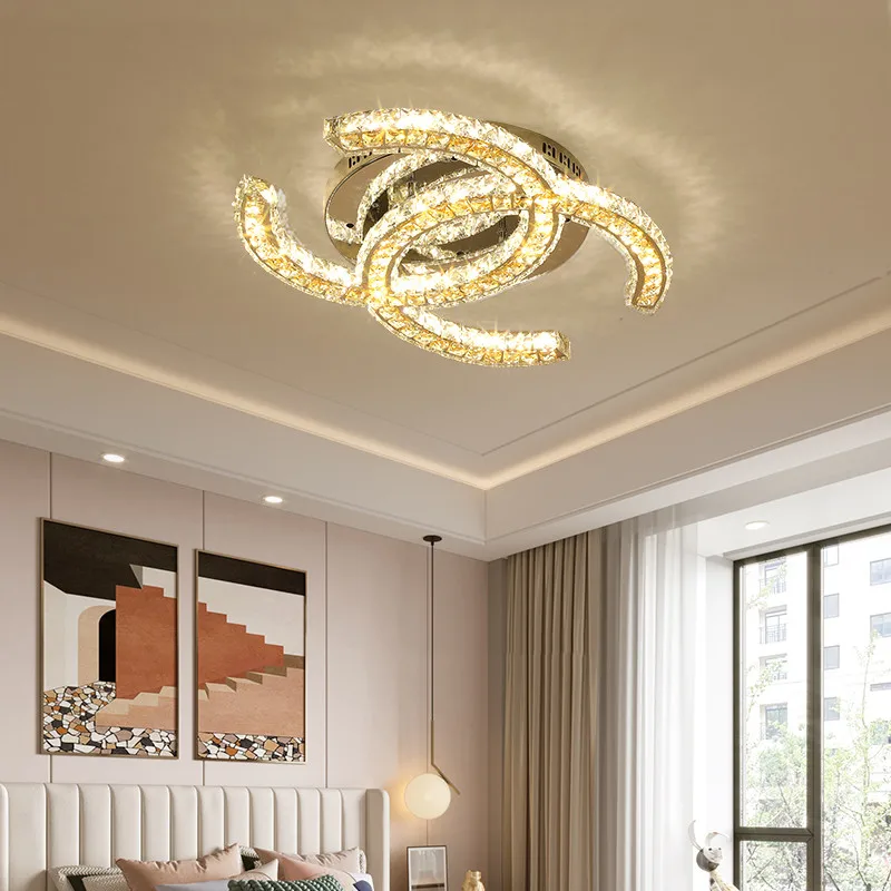 Decorative luxury crystal ceiling lamps  modern clear high quality crystal ceiling light for bedroom