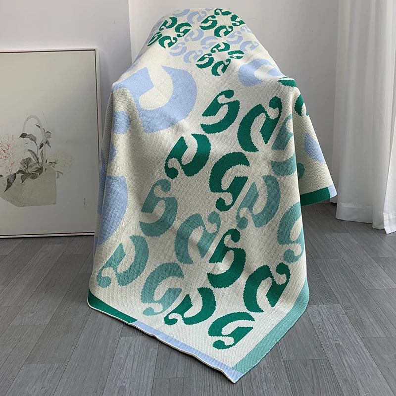 Recycle Cotton Throw Blanket Grs Cotton Knitted Jacquard Blanket Buy
