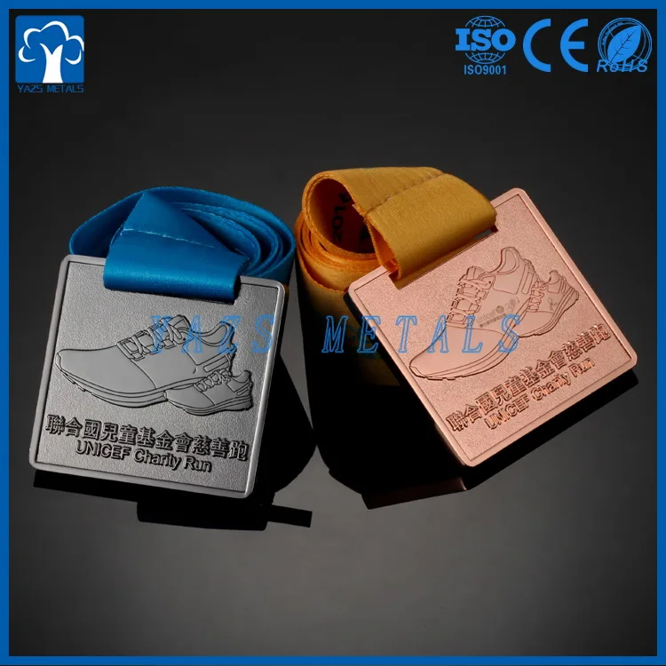 
custom heavy brass marathon sports competition award 14km finisher metal medal with lanyard 