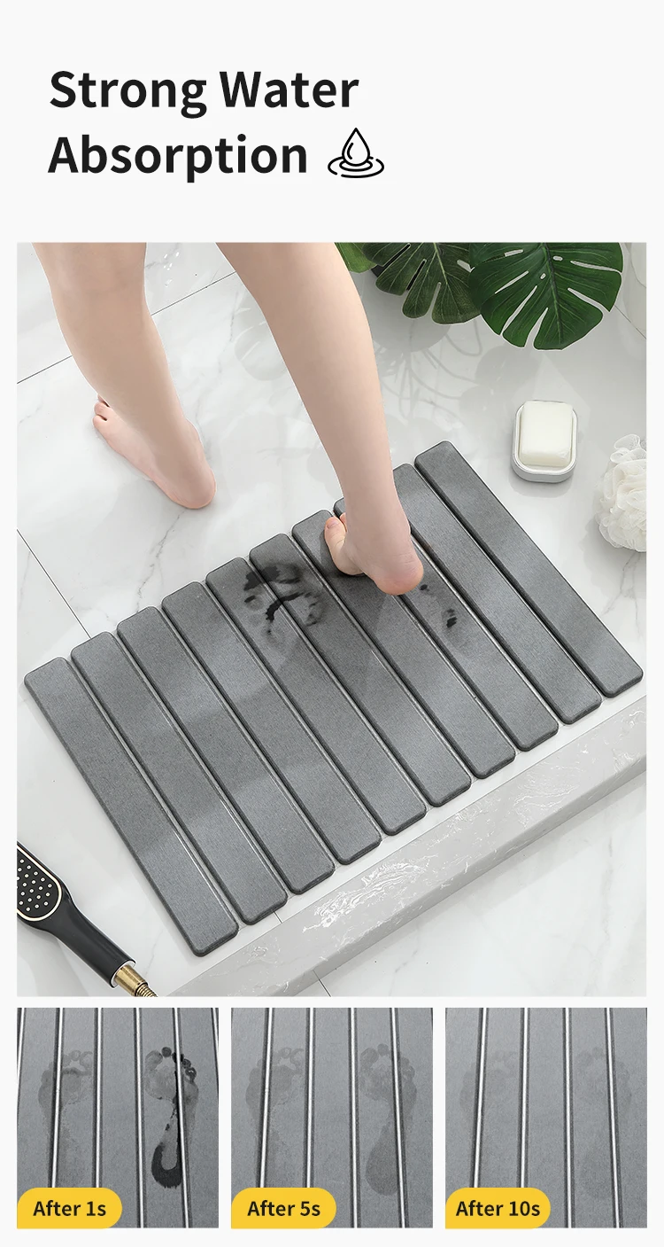 Foldable Fast Water Drying Super Absorbent Nonslip Diatomite Earth