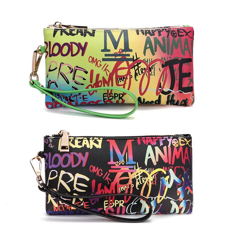 graffiti ladies leather purse wallet