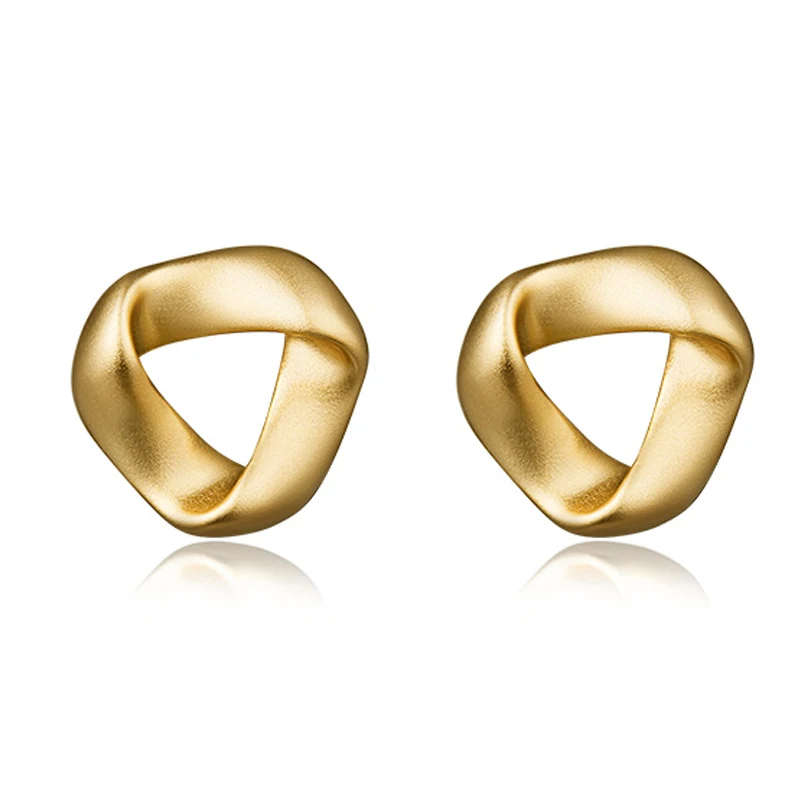 

Charare jewelry women vintage style sterling silver 18K gold plated twisted triangle earring