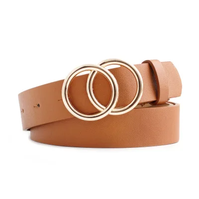 Cinturón de cuero con anillo para mujer cinturones con hebilla de c 
