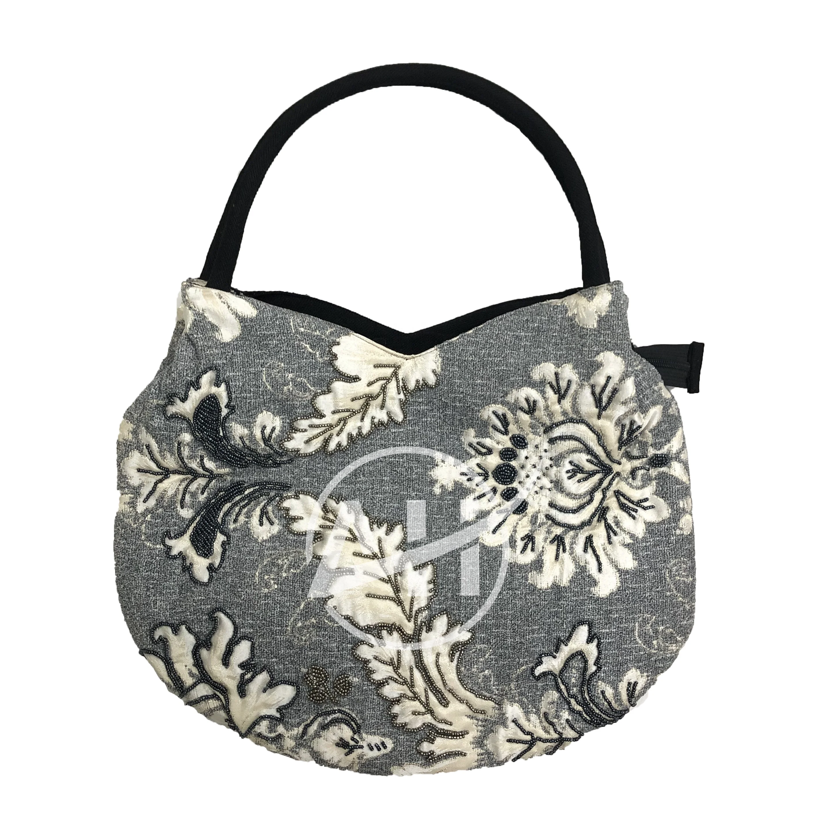 Women Beaded Bag with Damask Pattern.JPG